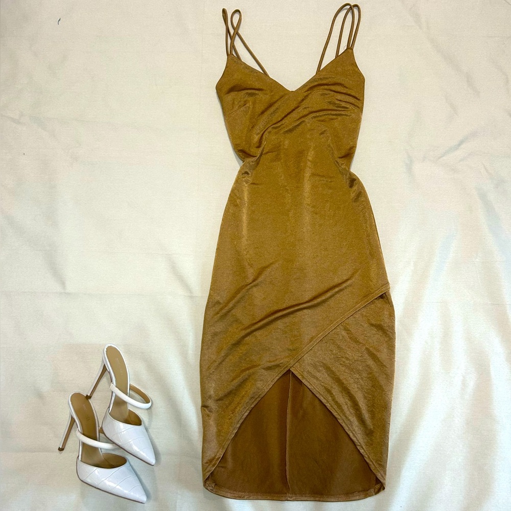 Windsor Gold Midi wrap dress